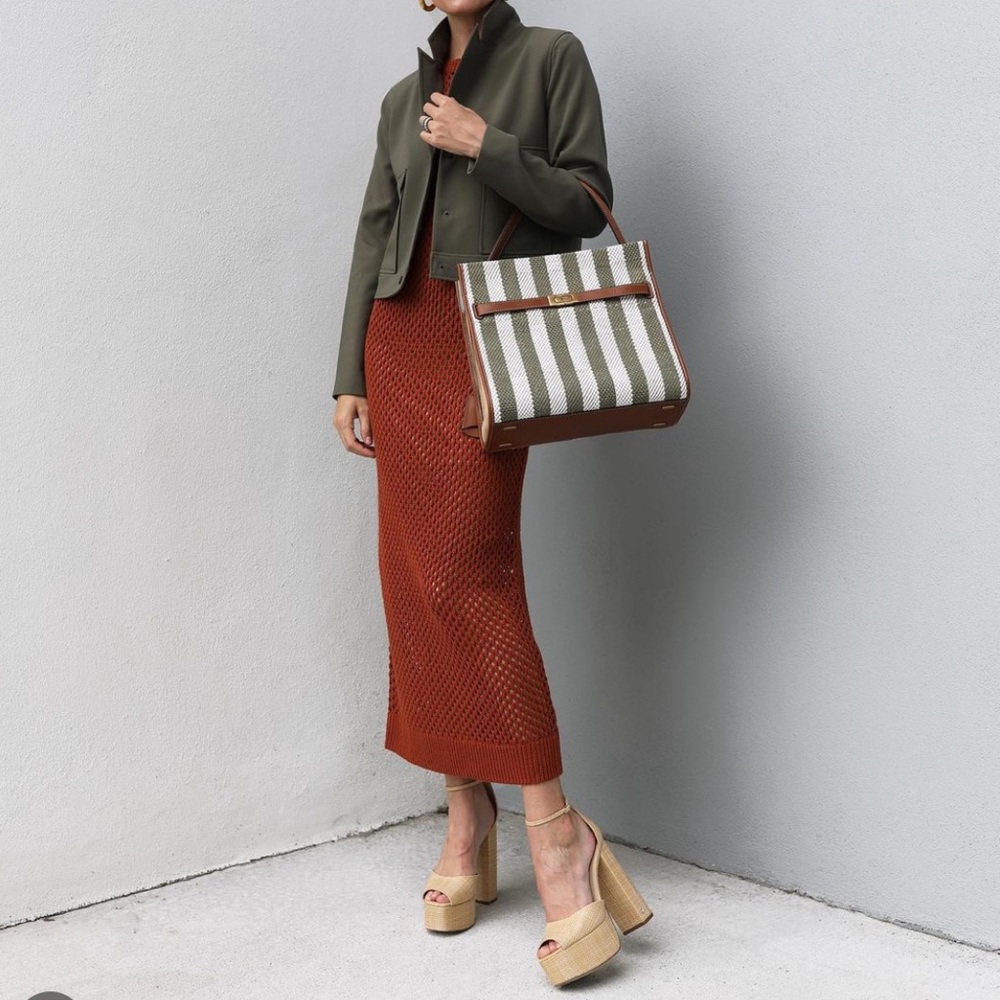 NWOT Tory Burch LEE RADZIWILL STRIPE DOUBLE BAG $1,098 - Picture 2 of 12